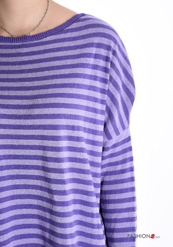 Striped Cotton Sweater boat neckline - ph 4