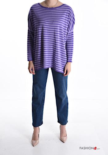 Striped Cotton Sweater boat neckline - ph 5