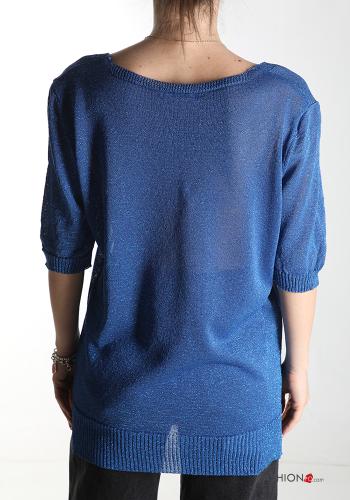 lurex short sleeve Sweater with v-neck - ph 2