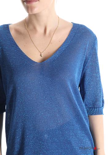 lurex short sleeve Sweater with v-neck - ph 4