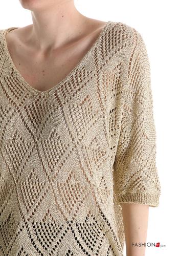 lurex short sleeve Sweater with v-neck - ph 4