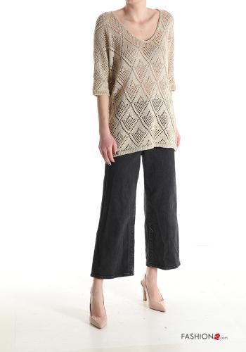 lurex short sleeve Sweater with v-neck - ph 5