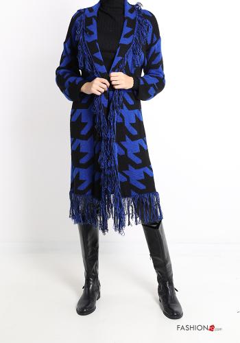 Houndstooth Duster Coat with fringes - ph 1