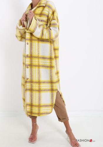 Tartan-Muster Mantel aus Wollmischung mit Knöpfen - ph 1