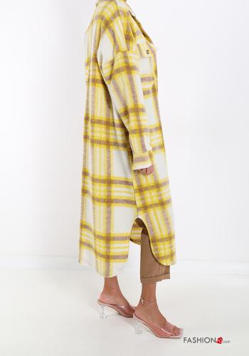 Tartan-Muster Mantel aus Wollmischung mit Knöpfen - ph 3