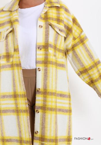 Tartan-Muster Mantel aus Wollmischung mit Knöpfen - ph 4