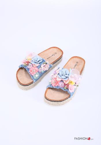 Ciabatte  denim Fantasia floreale - ph 1