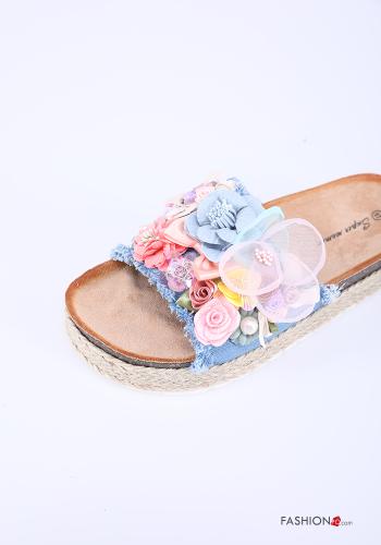 Ciabatte  denim Fantasia floreale - ph 3