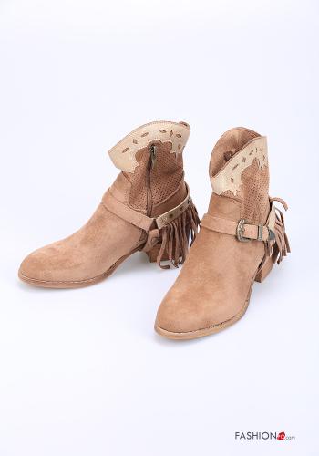Bottines avec clous avec fermeture éclair à sangle à franges - ph 1