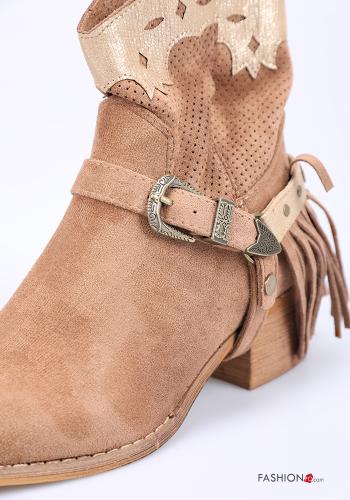 Bottines avec clous avec fermeture éclair à sangle à franges - ph 3