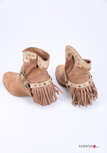 Bottines avec clous avec fermeture éclair à sangle à franges - ph 4