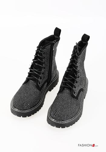 Combat Boots with zip with rhinestones - ph 1
