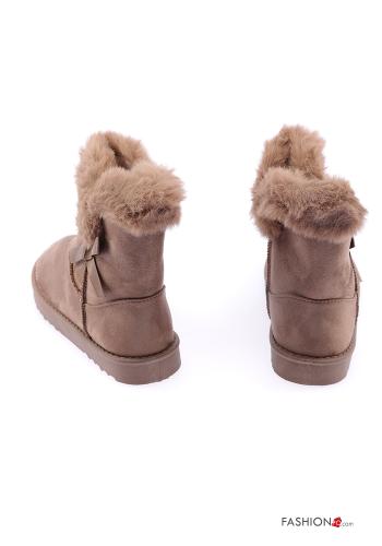 Wildleder Kunstfell Stiefeletten mit Schleife - ph 4