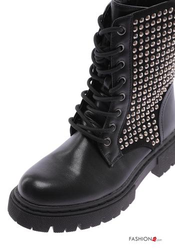 faux leather Combat Boots with zip with studs - ph 3