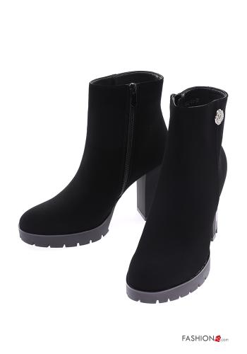 Botins de salto camurça ponta redonda com fecho - ph 1