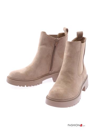 faux leather round-toe Ankle boots with zip - ph 1
