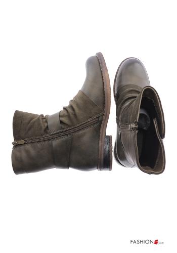 Botins imitação de couro ponta redonda com fecho - ph 2