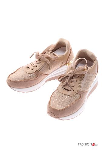 Low-top trainers with zip Wedge with rhinestones - ph 1