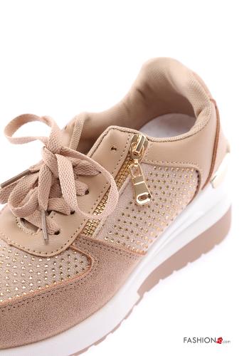 Low-top trainers with zip Wedge with rhinestones - ph 3