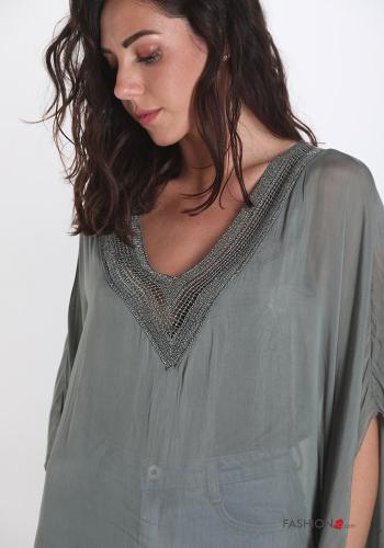Blusa de Seda encaje escote en v - ph 4