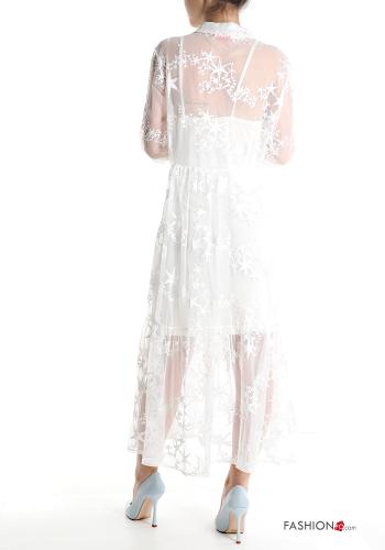 Vestido camisero encaje largo Estampado de estrellas con volantes - ph 2
