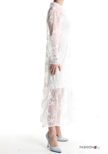 Vestido camisero encaje largo Estampado de estrellas con volantes - ph 3