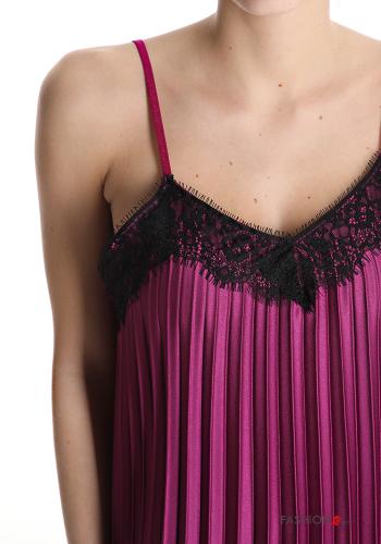Vestido Sin Mangas encaje satén con plisado con cuello en v - ph 4