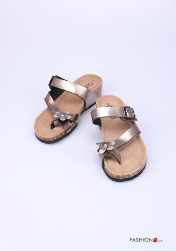 Infradito in Pelliccia ecologica  con strass zeppa - ph 1