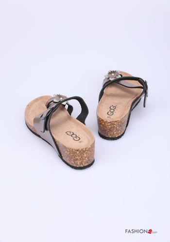 Infradito in Pelliccia ecologica  con strass zeppa - ph 2