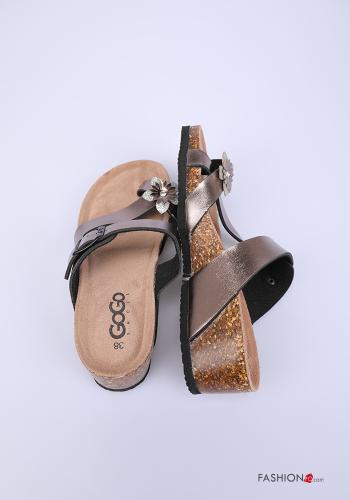 Infradito in Pelliccia ecologica  con strass zeppa - ph 4