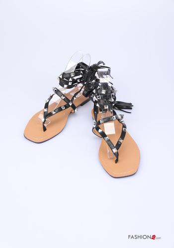 Sandali  con borchie con cinturino regolabile con frange - ph 1
