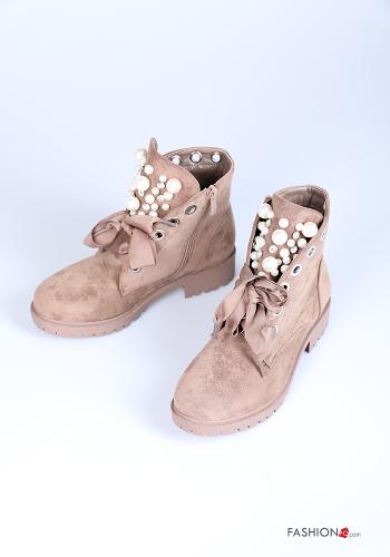 Bottines avec fermeture éclair avec des perles avec ruban avec strass - ph 1