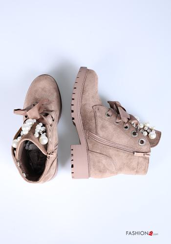 Bottines avec fermeture éclair avec des perles avec ruban avec strass - ph 2