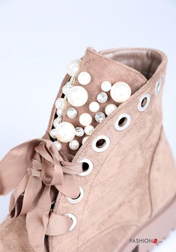 Bottines avec fermeture éclair avec des perles avec ruban avec strass - ph 3