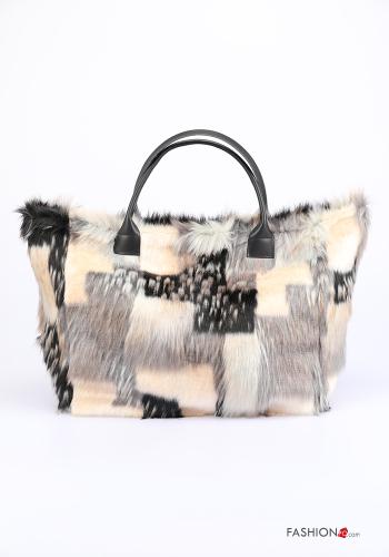 Farbiges Muster Kunstfell Tasche aus Echtes Leder - ph 1