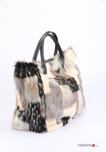 Farbiges Muster Kunstfell Tasche aus Echtes Leder - ph 2