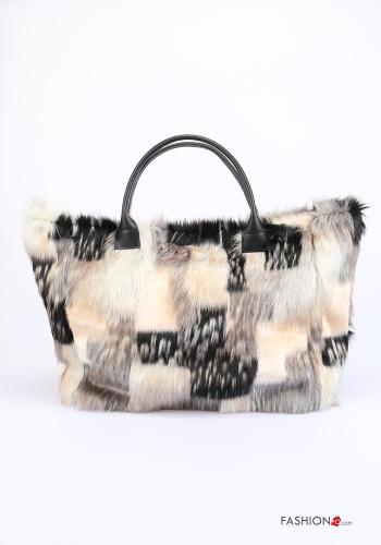Farbiges Muster Kunstfell Tasche aus Echtes Leder - ph 3