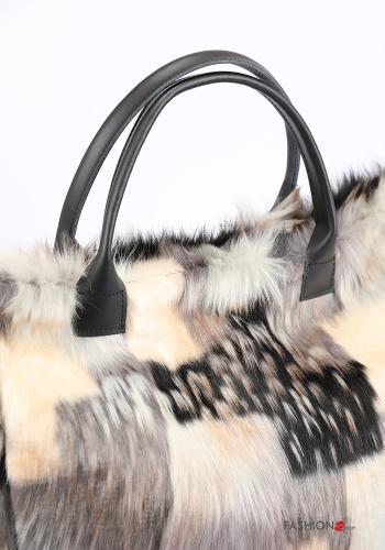 Farbiges Muster Kunstfell Tasche aus Echtes Leder - ph 4