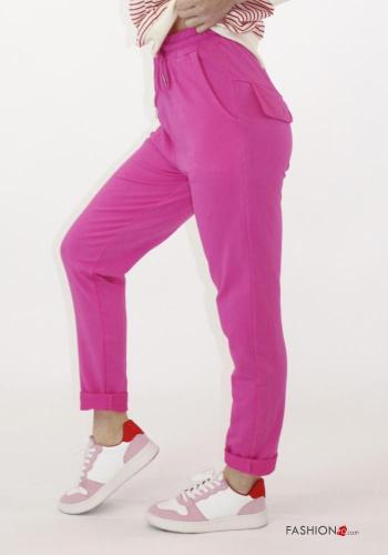 Cotton Trousers with drawstring with elastic with pockets