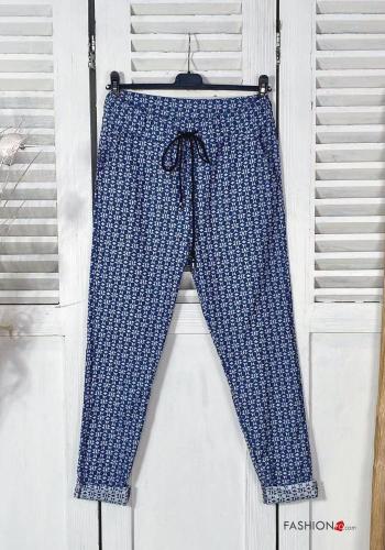 Pantalones Estampado Geométrico con cordón con bolsillos con elástico