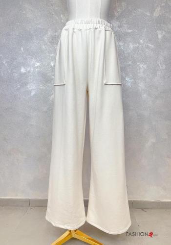 wide leg Hose aus Baumwolle mit Taschen mit gummizug - ph 1