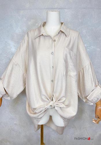 Chemise à noeud avec poches manches à trois-quarts - ph 1