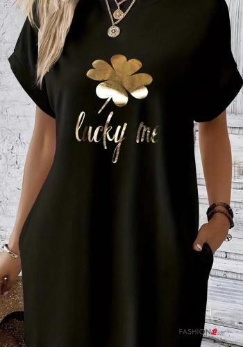 Robe en Coton manches courtes imprimé avec poches - ph 1