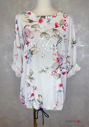 Floral Cotton Long sleeved top with drawstring