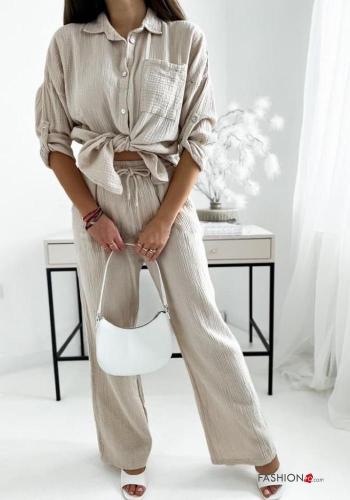 Cotton Co-ord with buttons with pockets - ph 1
