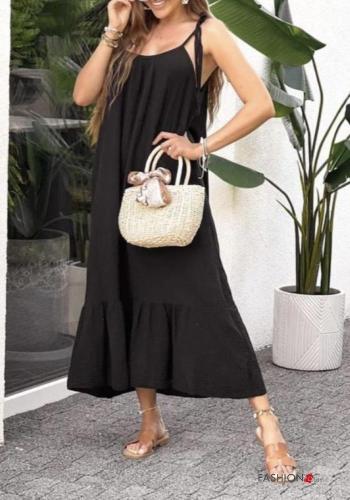 Abito in Cotone senza maniche scollato sulla schiena con balze - ph 1