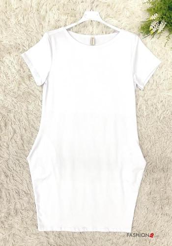 short sleeve crew neck Cotton Dress with pockets - ph 1