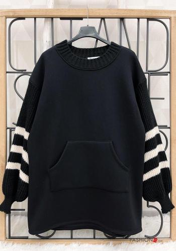 Pull en Coton manches longues col rond avec poches - ph 1