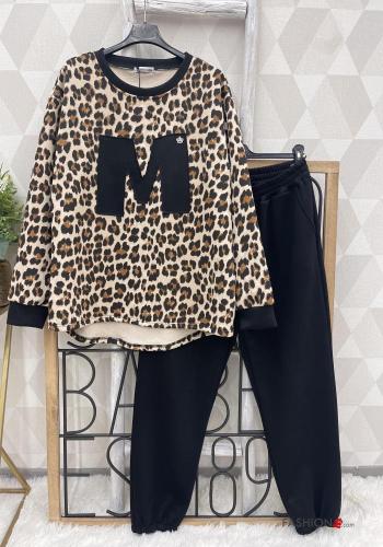Tiermuster zweiteilige Set aus Baumwolle mit Taschen - ph 1