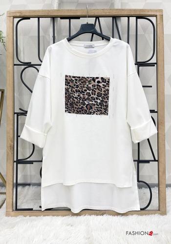 Maglietta a manica lunga in Cotone girocollo Fantasia animalier - ph 1